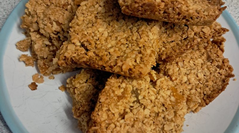 A plate of home made flapjacks